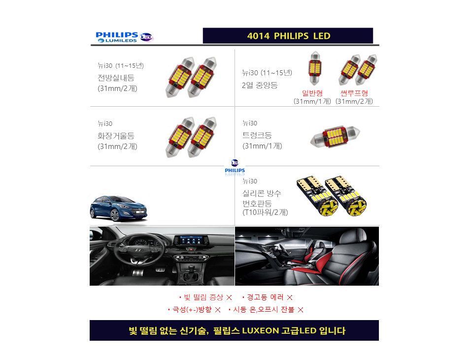 뉴 i30 (11~15년) 필립스 고급LED 실내등 풀세트